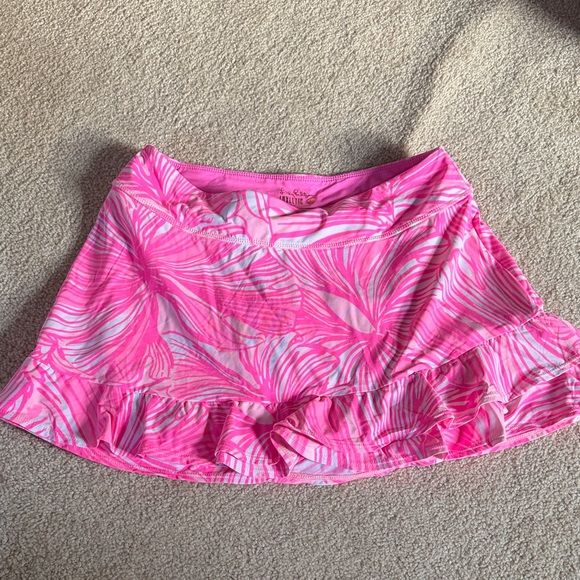 Lilly Pulitzer Dresses & Skirts - Lilly Pulitzer Hot Pink & Light Pink Palm-Print Ruffle Skirt